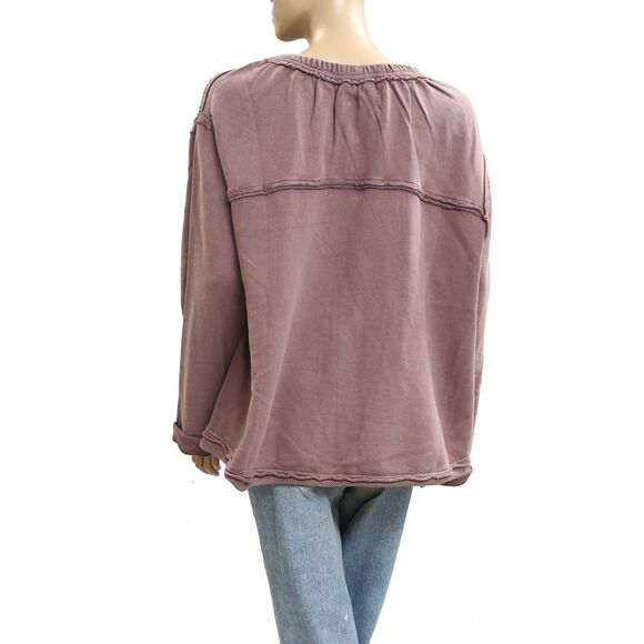 Free People Picnic Sweatshirt Blouse Top Oversized Pullover Cotton M NWT 283705 - Picture 6 of 8